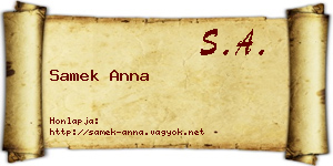 Samek Anna névjegykártya